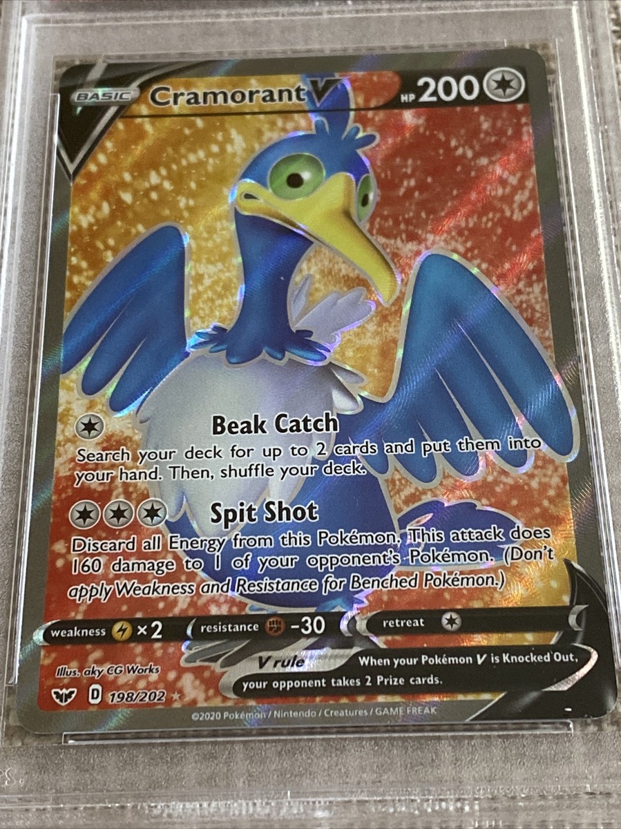 🔥💎2020 Pokemon SWSH Full Art Cramorant V #198 PSA 10 GEM MINT