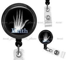 Custom Name Medical X-Ray Tech Work ID Badge Holder Retractable Card Reel