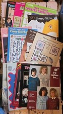 13 Vintage Counted Cross Stitch Patterns Booklets Lot Leaflets Variety Of Themes