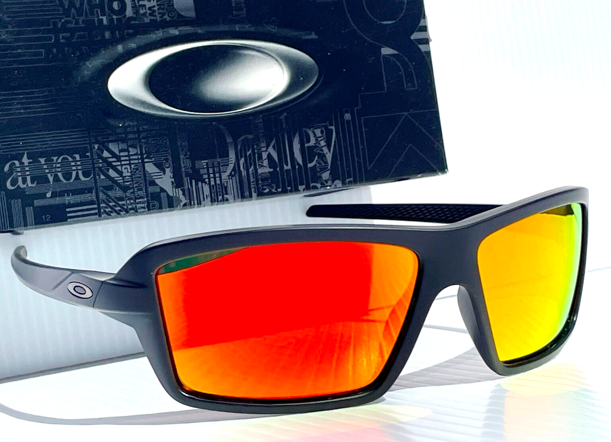 NEW Oakley CABLES Matte Black POLARIZED Galaxy Ruby Lens Sunglass