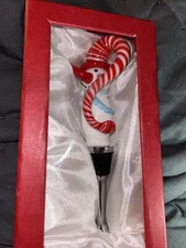 NIB Snowman Colorful Hat Blown Glass Wine BOTTLE STOPPER Winter Holiday LS Arts