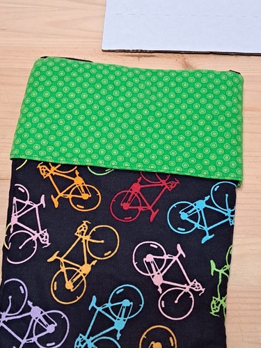 Bicycle Cycling Christmas Stocking Black Green Holiday Riding 17" - Picture 4 of 11