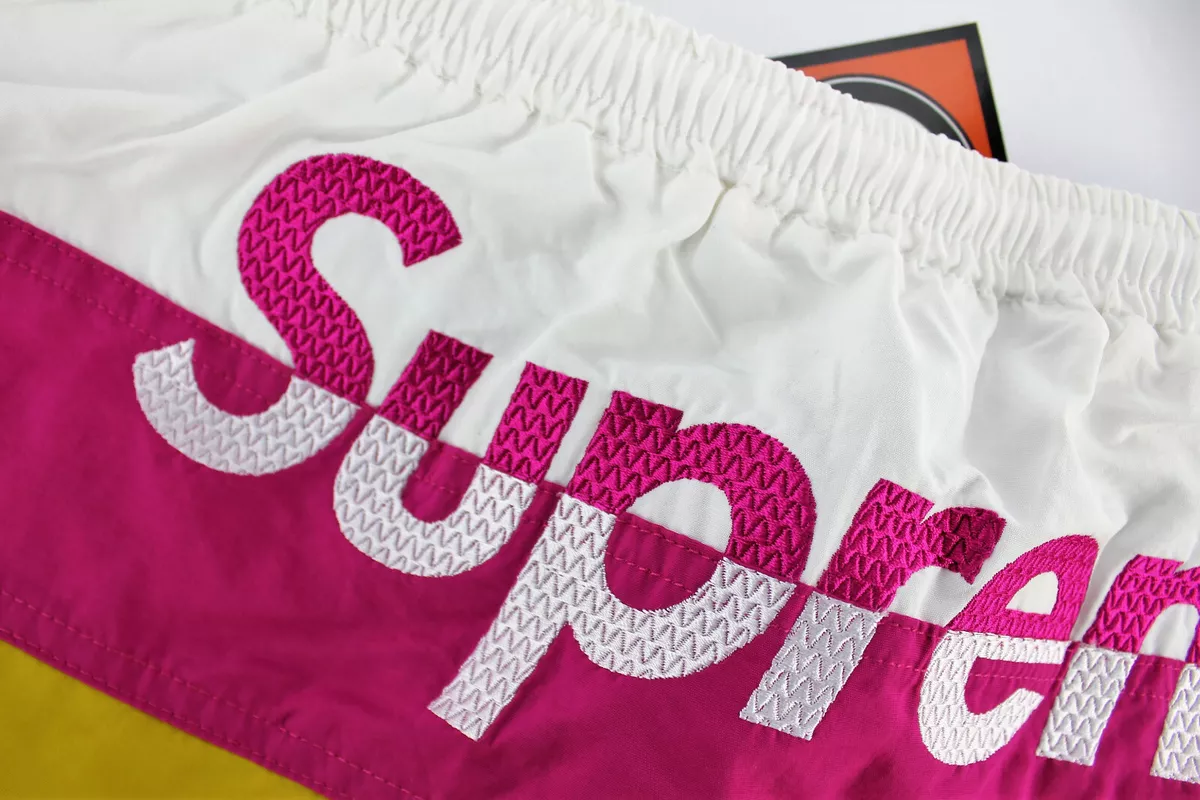 Supreme Split Logo Water Short Gold Pink White Size Medium SS17