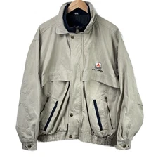 Swingster Destinations Series Compass Jacket Mens XL Khaki Tan Pockets Logo AGCO