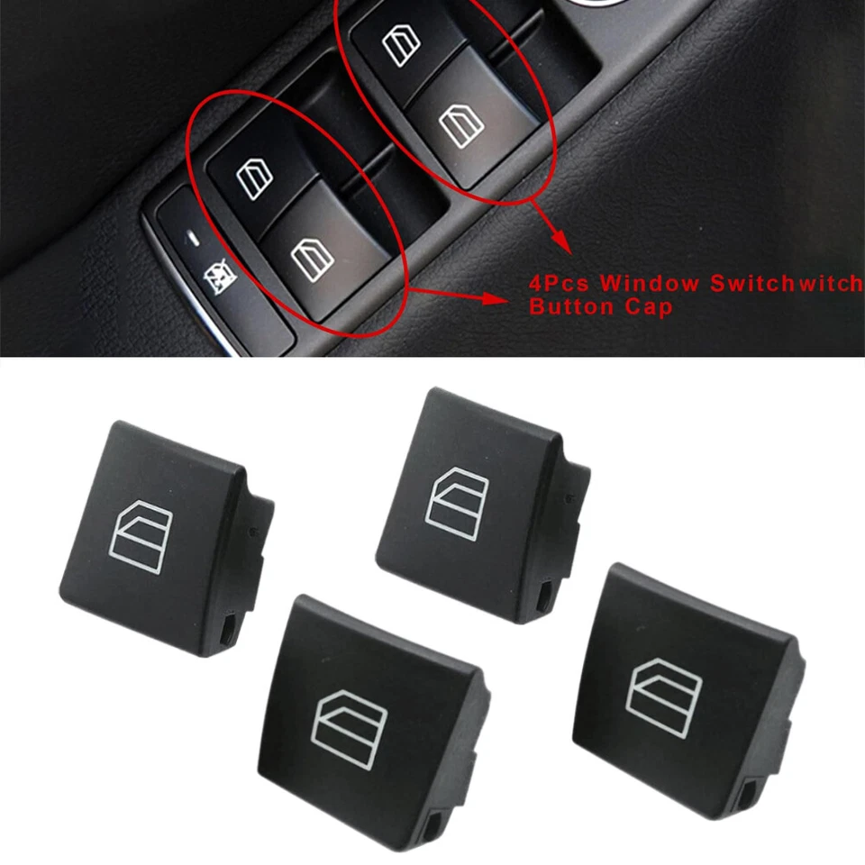 4pcs Driver Window Switch Button Cap for Mercedes-Benz W204 C-Class W212 X156 US - Image 2 of 4