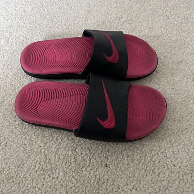 Nike Girl's Kawa Black/Pink Slide Sandal Size 3Y 819353-001 | eBay
