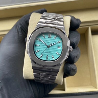 Mod Custom Ice Blue Dial Automatic Glass Back Seikonaut NH35a Mods