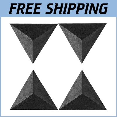 4 Pack Triangular Pyramid Bass Traps - Premium Sound Absorption Foam - 16.5''