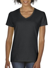 Gildan Heavy Cotton Women's Classic Short Sleeve V-Neck T-Shirt, Black, Small