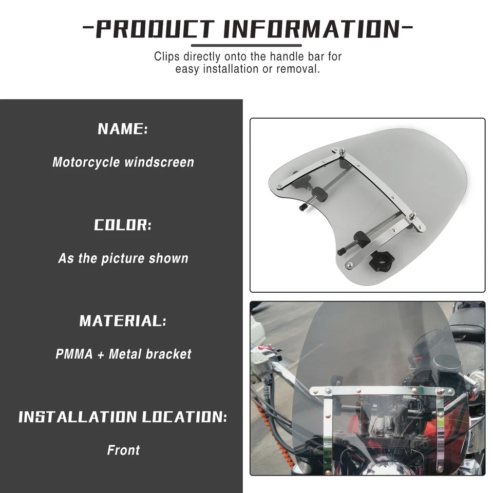 18"x16" Smoke Windshield Windscreen For Honda VTX1300C VTX1300 VTX1800C VTX1800R - Image 4 of 4