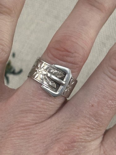 Anello fascia fibbia cintura argento sterling CPS VINTAGE anni 70 misura M 925 - Foto 7 di 13