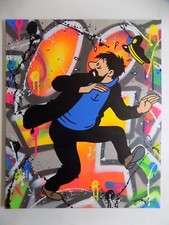 Tableau Capitaine Haddock 61x50cm YORIS Tintin Milou Tournesol tag street art