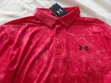 NWT Under Armour Loose Fit Playoff polo, men's M, L, XL, 70, camo orange print