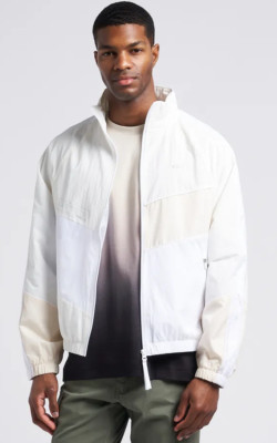 Lacoste WHITE Men's Oversized Water-Resistant Patchwork Jacket, US 54/Large