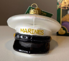 Old World Christmas Marine's Cap Glass Blown Ornament 32378 NWT W/ OWC GIFT BOX