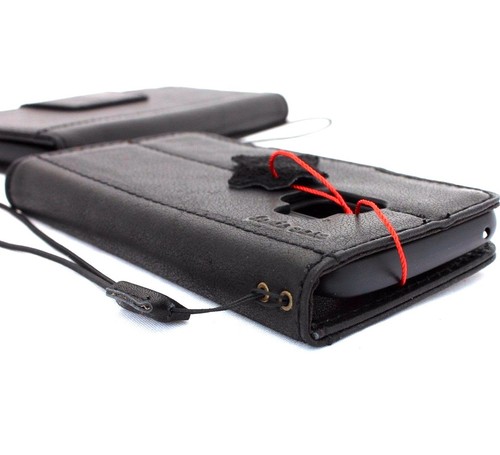 Funda de cuero genuino real para Samsung Galaxy S9 ranuras para tarjetas magnéticas goma negra - Imagen 7 de 9