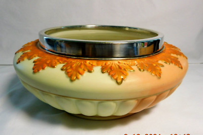 Antique Locke & Co Shrub Hill Works Worcester England Blush Ivory Bowl 10'' w2s11