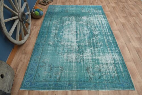 6.4x9.8 ft, TURQUOISE FADED RUG, Turkish Area Rug, Wool Rug, For Living Room Rug - Picture 1 of 10