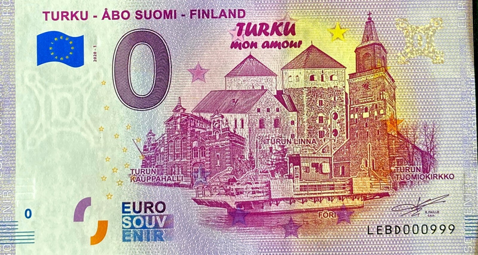 BILLET 0  EURO TURKU ABO SUOMI FINLAND  2020  NUMERO 999