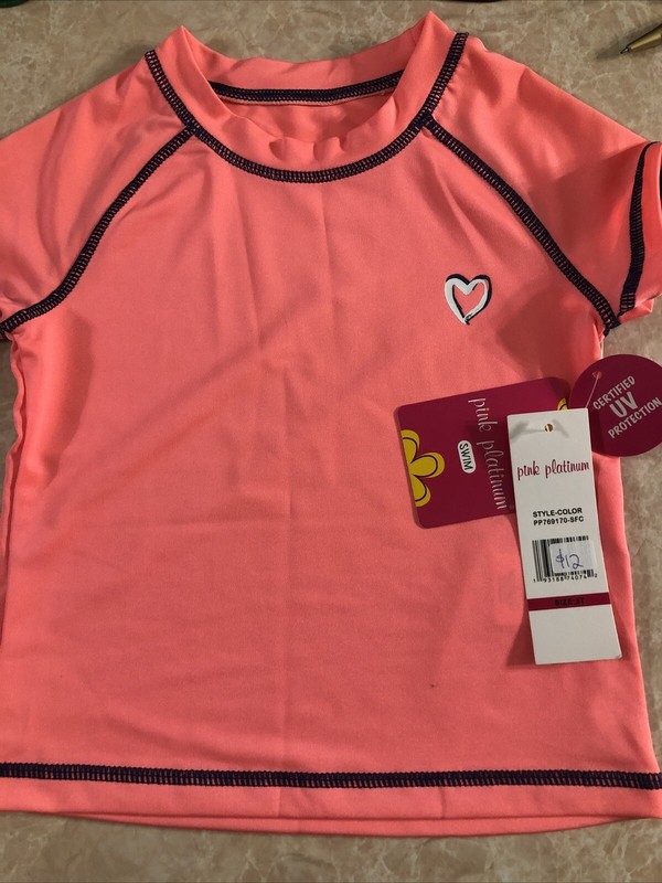 New w Tags! PINK PLATINUM Girls Sz 3T Pink Rash Guard Swim Shirt