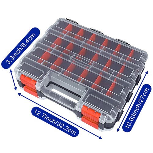 Tools Organizer Box Small Parts Storage 50-Compartment DoubleSide Orange ToolBox - Picture 4 of 8