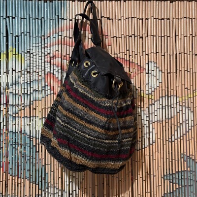 L.B. Evans Handknits Drawstring Backpack Bag, Multi-Color Swirly Tweed Knit L.B. Evans Handknits Drawstring Backpack Bag, Multi-Color  main image 3