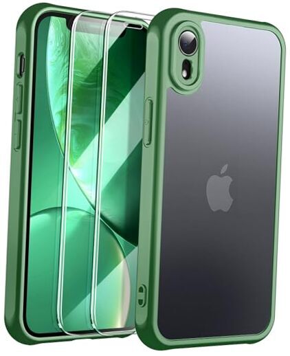 [3 in1 Case, [Anti-Yellowing] [Military-Grade Protection] for iPhone XR Green