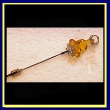 Cartier Art Deco Jabot brooch gold platinum diamonds carved citrine gems (7452)