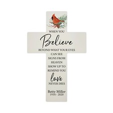 Personalized Red Cardinal Memorial Bereavement 14" Wall Cross Loss of Loved One