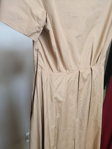 New MaxMara Studio $525 2US/36IT Camel Poplin V-Neck Short Sleeve Midi Dress - Picture 16 of 21