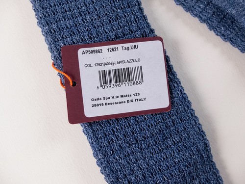 GALLO lapis lazuli blue knit skinny linen silk blend tie authentic NWT Italy - Picture 2 of 5
