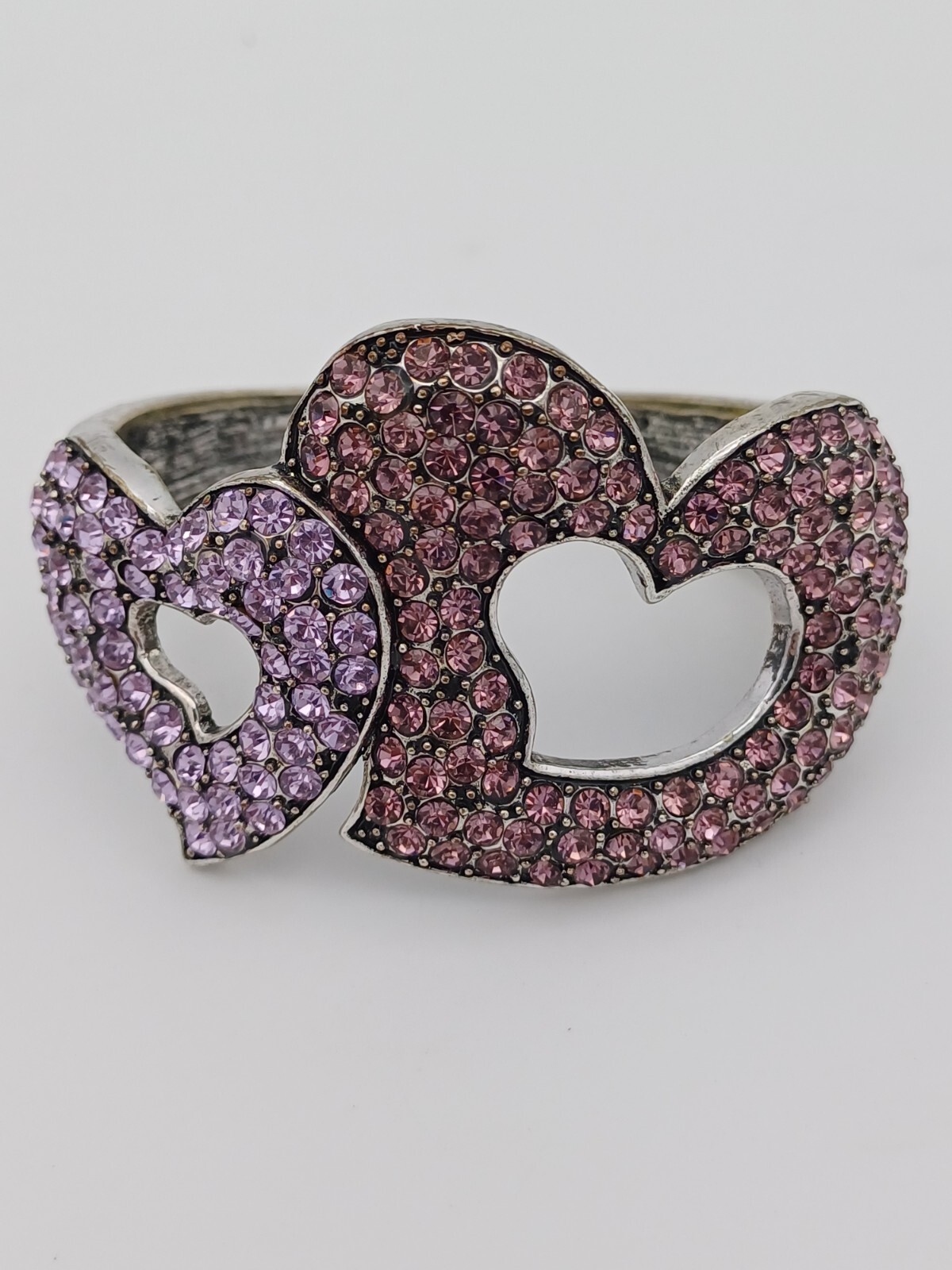 Stunning Statement Pink & Lilac Rhinestone Heart … - image 11