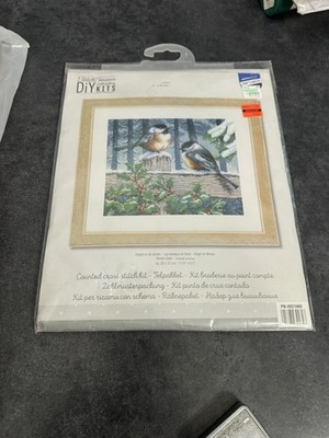 Vervaco WINTER BIRDS Blue Tit Cross Stitch Kit DIY Counted Embroidery Vogels NEW