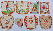 Lot of 8 Large Vintage Valentine Cards CARRINGTON, WHITNEY, Lace Overlay Style