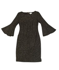 CALVIN KLEIN Black and Gold Sparkle Bell Sleeve Sheath Dress Women’s Petite 6P