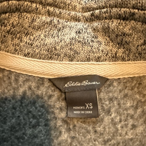 Eddie Bauer Women XS Zip Snap Button Fleece Jacket Sweater Heather Gray Warm - Picture 2 of 9