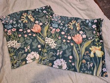 Set of 2 Green Floral Pillow Covers 18x18 in, Decorative, Soft