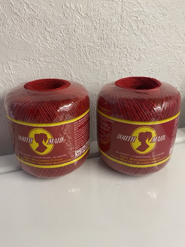 South Maid Victory Red Mercerized Cotton Thread Size 10 (2 spools) New