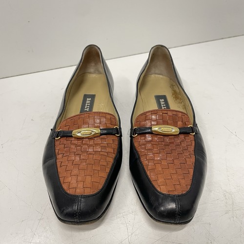Scarpe basse vintage Bally pelle punta intrecciata nere donna Venessa 8,5 N Italia - Foto 2 di 9