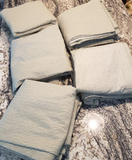 SAGE GREEN PINCH PLEAT Textured Curtains DRAPES 5 PANELS Lined 97"long