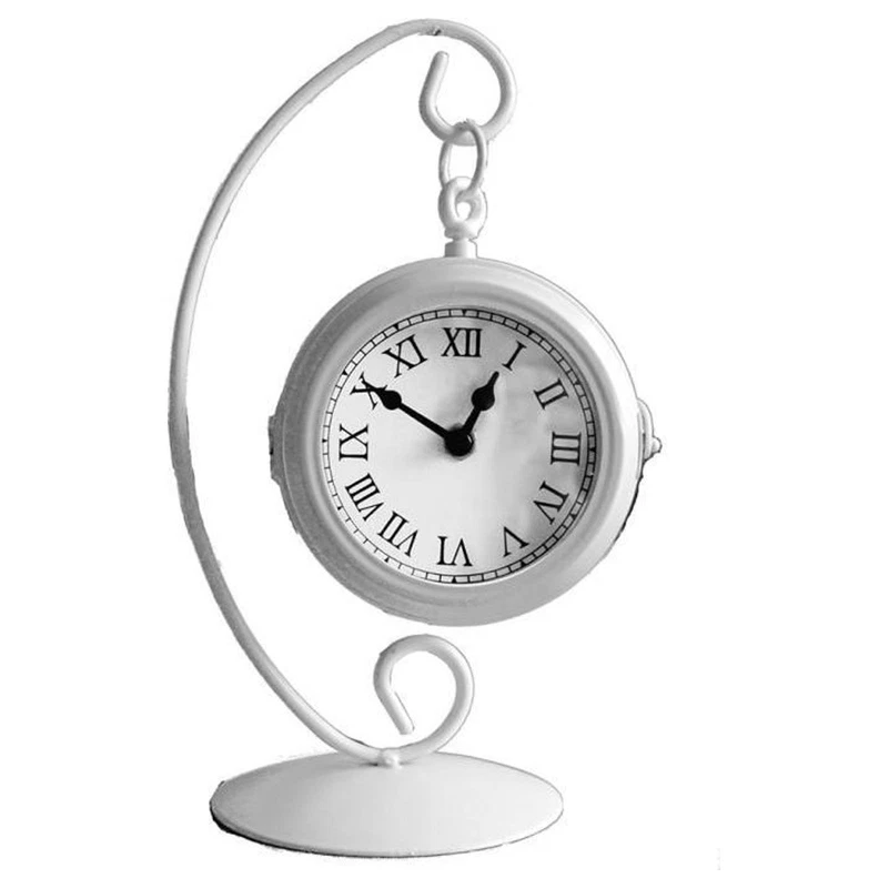 Orologio e Termometro da Tavolo Bianco 14x9,5x27 cm Vintage Doppia Faccia, fotografia 3 di 9