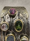 Statement Ring 925 Sterling Silver, Gold Overlay Multi Gemstone Size 8, 10 Grams — photo 4