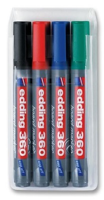 EDDING - Bullet Tip Whiteboard Marker Pens - Pack of 4 Assorted Colours