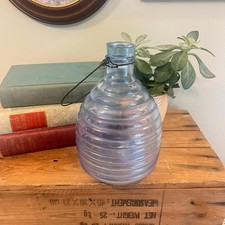 Rare Vintage Honeycomb Light Blue Glass Bug Fly Catcher Original Stopper 