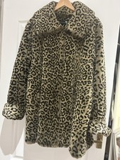 Vintage Faux Fur Coat Animal Print Coat Leopard  size L