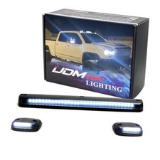 3pc Smoked Lens Full White LED Cab Roof Clearance Light White Strip Pattern