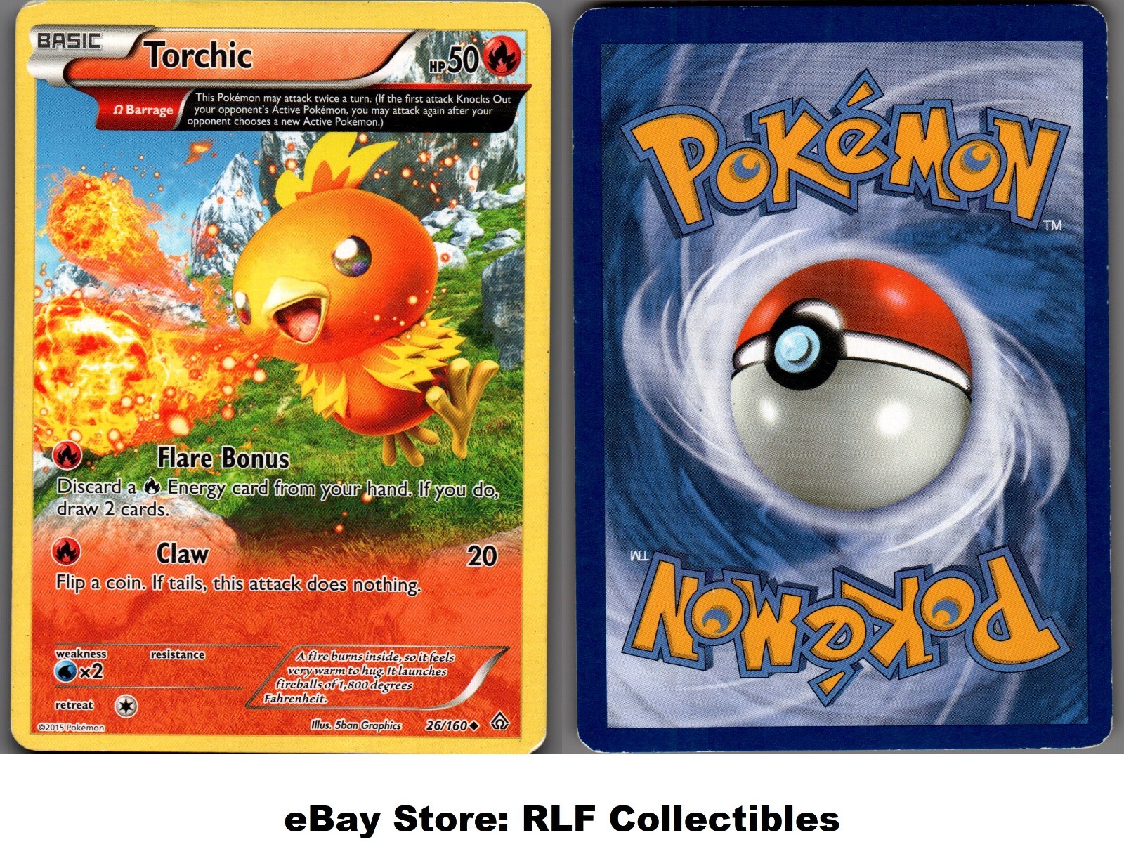 2015 Pokemon, XY Primal Clash, #26/160 Torchic Omega, Uncommon (b)
