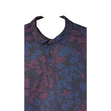 BONOBOS Purple Golf Polo Shirt Mens sz XL Floral Slim Fit Blue Flaw Back 