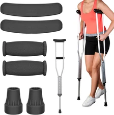 Replacement Crutch Pads, 6 Pcs Crutch Accessory Replacement Crutch Parts and Cap