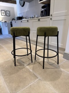 Bar Stool High Velvet Dunelm Green Black Fabric Tall Chair Seat